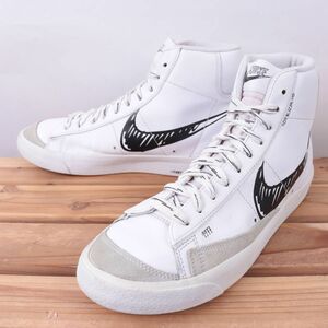 z5413 ナイキ ブレーザー ミッド US7.5 25.5cm/白 ホワイト 黒 ブラック NIKE BLAZER MID VNTG 77 ブレザー メンズ スニーカー 中古