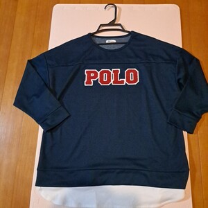 【新品未使用】重ね着風チュニック トレーナー POLO home BRITISH COUNTRY SPIRIT ネイビーグリーン ビッグサイズ (株)カイタックファミリ