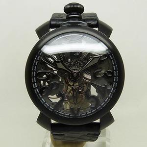 未使用品ガガミラノ【GaGa MILANO】　5312.01　マヌアーレ　48ｍｍ　スケルトン　PVD　手巻