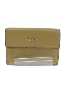 FURLA◆3つ折り財布/レザー/ミニウォレット/キャメル/ロゴ/ボタン/レディース/PCY9UNO