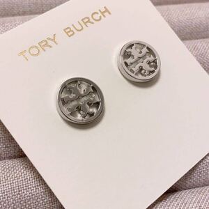 新品未使用　TB028-02 Tory Burch トリーバーチ　定番ロゴピアス　ミラー　スタッズ　シルバー