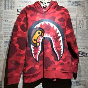 A BATHING APE BAPE KIDS SHARK ベイプキッズ スウェットパーカー size 130