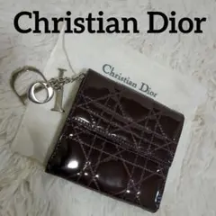 Christian Dior　レディース　エナメル　二つ折り財布　ボルドー