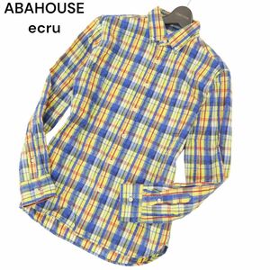 ABAHOUSE ecru アバハウス エクリュ 通年 長袖 ボタンダウン マドラスチェック シャツ Sz.3　メンズ　C4T00877_1#C