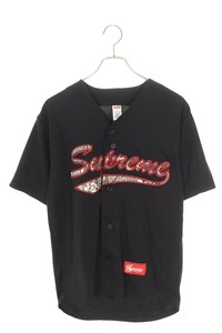 シュプリーム 半袖シャツ 17AW Snake Script Logo Baseball Jersey サイズ:S スネークスクリプトロゴベースボール半袖シャツ 中古 BS99