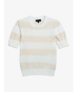 23SS 美品 agnes b. アニエスベー LU91 PULLOVER プルオーバー 6T12LU91043 クルーネック 半袖 ニット プルオーバー コットン サイズ1