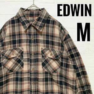 EDWIN ネルシャツ　長袖　オンブレチェック　ヴィンテージ　厚手　【M】