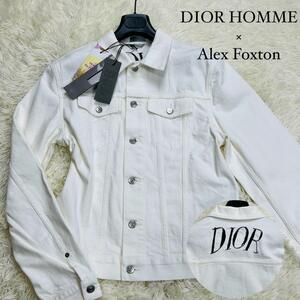 新品/希少XXL/アレックス・フォックストン/ディオールオム◎Dior HOMME alex foxton デニムジャケット ブルゾン ホワイト 白 52 ３L