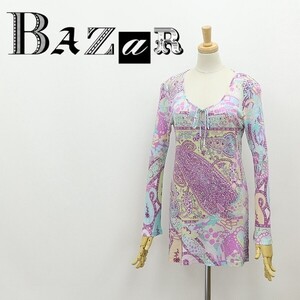 ◆BAZAR de CHRISTIAN LACROIX クリスチャンラクロワ ストレッチ ペイズリー 総柄 サイドスリット チュニック トップス カットソー M