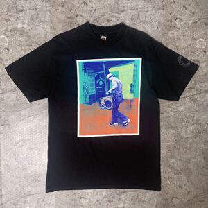 00s レア Old Stussy オールドステューシー CUSTOMADEシリーズTシャツ フォトプリント グラフィック ブラック 黒 M 80s 90s ビンテージ