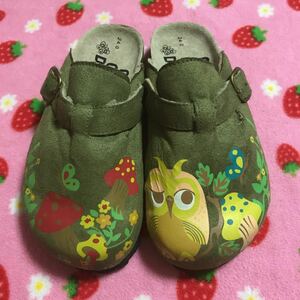 グラグラ　ムゥ～　サボ　靴　フクロウ　キノコ　カーキ　24.0