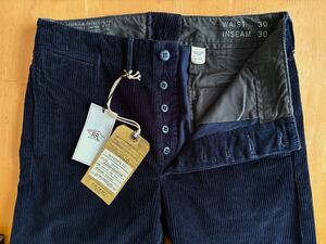 RRL インディゴコーデュロイオフィサーパンツ 30/30 未使用タグ付き フランス産老舗コーデュロイ 現行タグ ラルフローレンビンテージ