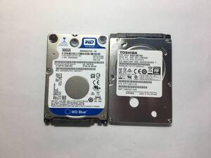 中古パーツ 2.5 インチ SATA 内蔵ハードディスク 厚さ7mm 500GB HDD 5400RPM 2台セット売り 正常品 500(5400)-19