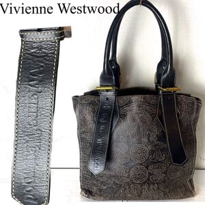 Vivienne Westwood ヴィヴィアンウエストウッド レザー トートバッグ バックゴールド金具 オーヴ オーブ ブランドロゴ 肩掛け ブラック 黒