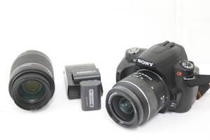 【訳あり品】 ソニー Sony α230 DT 18-55mm F3.5-5.6 SAM DT 55-200mm F4-5.6 SAM バッテリー チャージャー付き デジタル一眼 M2133