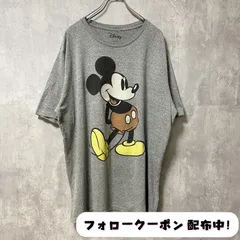 古着 used　Disney　ディズニー　ミッキー　Mickey Mouse　半袖プリントTシャツ　グレー　オーバーサイズ