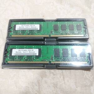 新品未使用 ノーブランド品 4GB（2GB*2枚）DDR2/800MHz PC2-6400U 240ピン CL6 デスクトップメモリ DIMM用 送料無料