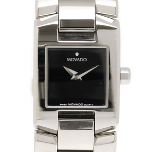 モバード MOVADO クオーツ時計 84-A1-1431 レディース SS 黒文字盤 箱・保証書付