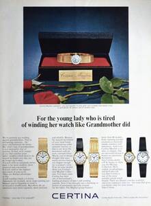 稀少・時計広告！1967年サーチナ 時計広告/Certina Automatic Watch/レディース/W