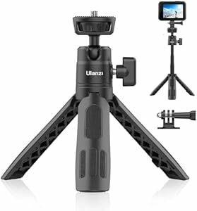 Ulanzi M12 ミニ三脚 カメラ三脚 3段伸縮 自撮り棒 卓上三脚 Gopro用マウント付き 360度回転 自由雲台 1/4