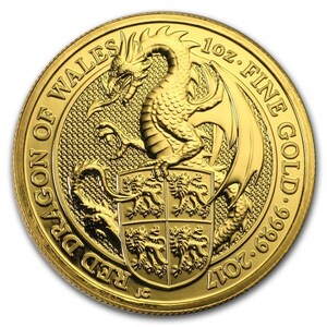 [保証書・カプセル付き] 2017年 (新品) イギリス「クィーンズ ビースト・ドラゴン 龍」純金 1オンス 金貨