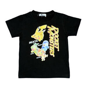 ポケットモンスター ポケモン 半袖 Tシャツ カットソー ピカチュウ ポッチャマ ナエトル ヒコザル ブラック 120cm 子供 キッズ