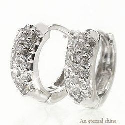 18金 パヴェ ダイヤ フープピアス 0.4ct 中折れピアス ダイヤモンド k18ゴールド レディース ジュエリー アクセサリー