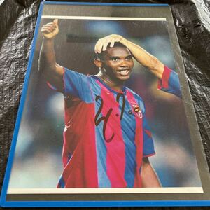 元カメルーン代表　サミュエル エトー　バルセロナ　直筆サイン入り　8x10フォト　Samuel Etto FC Barcelona Cameroon Autographed 