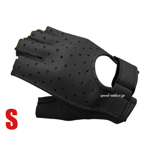 CHURCHILL GLOVE PUNCHING FINGERLESS OTA BLACK S/チャーチルグローブパンチングフィンガーレス黒ブラック指無しハーフフィンガーバイク用