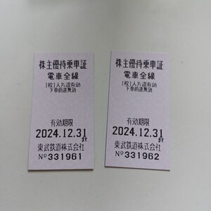 東武鉄道株主優待乗車証　２４年12月末まで　２枚　その1