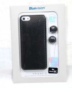 ♣　iPhone5c◆Bluevision イアホンパッド付ハードケース Carbon◆029y ♣