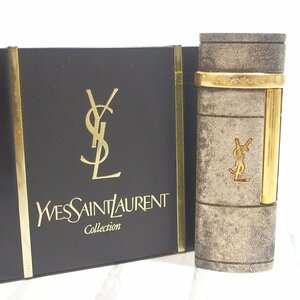 f002 Z1 イヴサンローラン YVES SAINT LAURENT ガスライター YSL シルバー×ゴールド 喫煙具 着火未確認 ケース付き 宅急便コンパクト