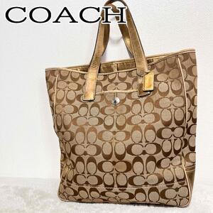 レアCOACH コーチハンドバッグトートバッグシグネチャー総柄ブラウン茶