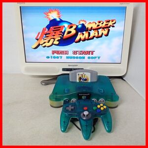 動作品 N64 ニンテンドウ64 本体 NUS-001 クリアブルー+爆ボンバーマン まとめてセット【20