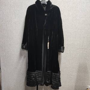 1円~【USED】コペンハーゲン KOPENHAGEN ミンク MINK 毛皮 ファー コート ロング レディース ブラック 冬物 防寒具 着丈約120cm J114348