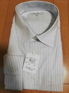 メンズ　長袖　ワイシャツ　5LB　ストライプ柄　ホワイト×ブラック×ピンク 【MAA-1561】