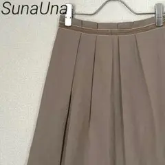 SunaUna ひざ丈スカート フレア リボン シンプル 裏地付き きれいめ