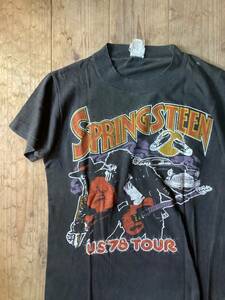 70年代ビンテージ★Spring Steen スプリングティーン バンドツアーTシャツ パキ綿 ロックTシャツ ヴィンテー★音物古着