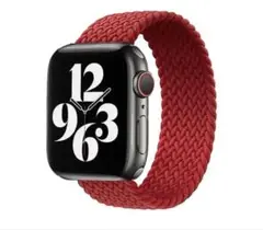 アップルウォッチ バンド 編み込み レッド グリーン 2本セット42MM Ｌ