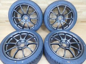 14-162◆鍛造!!★RAYS ボルクレーシング ZE40★18in9J+45 新品タイヤ付き★ランエボ,インプレッサ,シビック BBS TE37 CE28