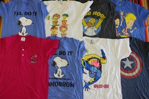 TS-CHA43 キャラクターMIX プリントTシャツ スヌーピー マーベル￥1～ビンテージUS古着卸セット業者まとめ売り