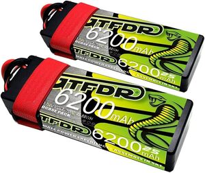 2PCS GTFDR 7.4V 100C 6200mAh 2S ハードケース リポバッテリーパック ディーンズコネクタープラグ付き