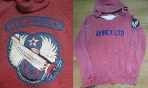 即決あり　AVIREX　パーカー　Mサイズ　薄地　アヴィレックス　刺繍　デカロゴ　ワッペン　AIR FORCE 　正規品