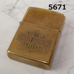 ■AC-5671　ヴィンテージZIPPO　ジッポーライター真鍮　SOLID BRASS　　ハーレーダビッドソン　Harley-Davidson　火花OK 2006年製造