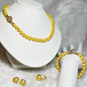 綺麗　5点セット　南洋パールネックレス42+17cm 本真珠ネックレス8mm 天然パールネックレス