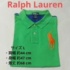 RL34【グリーン×ブルー】ラルフローレン ポロ ビッグポニー刺繍 L 送料無料