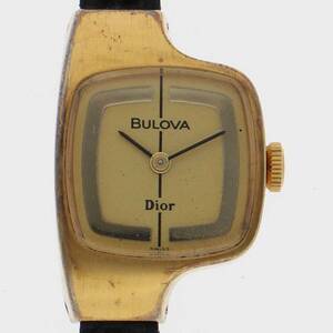 BULOVA ACCUTRON ブローバ・アキュトロン Dior Wネーム シャンパンダイヤル GP/レザー 手巻き レディース 【123810】