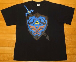 ゼルダの伝説 ZELDA ヴィンテージ オフィシャル Tシャツ 黒 DELTAタグ Ｌsize 盾 紋章