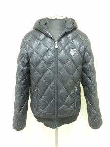 【中古】 EMPORIO ARMANI アルマーニ フード付き ダウンジャケット 1W362 271266 ダイヤキルティング ブラック （札）