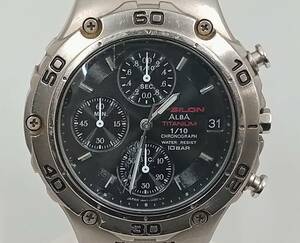 SEIKO ALBA EPSILON V657-7020 チタン 時計 セイコー アルバ イプシロン クロノグラフ 黒文字盤 クォーツ チタン メンズ 腕時計